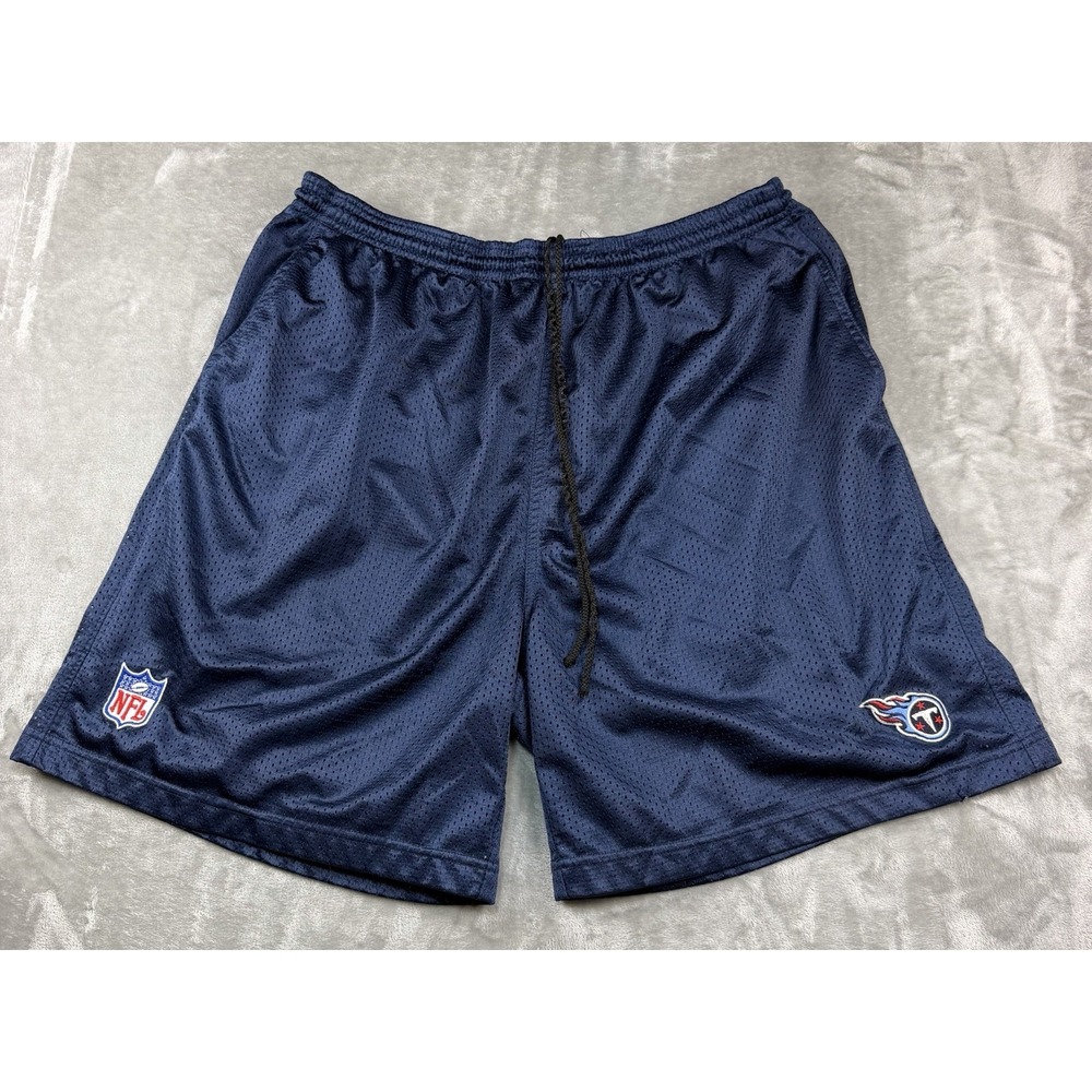 Vintage Reebok Team Apparel NFL Shorts Men's 2XL Tennessee Titans Navy Blue Mesh